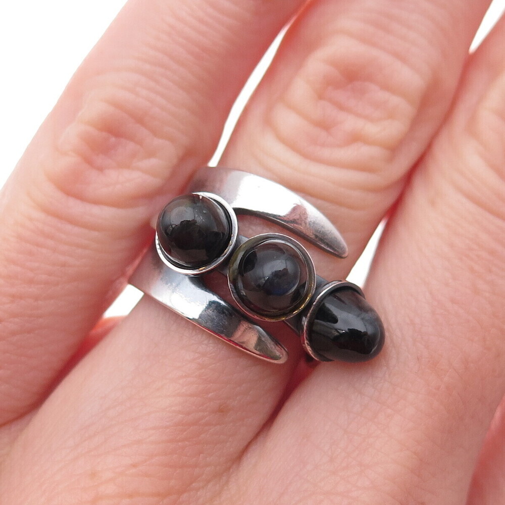 David Andersen 925S Silver Vintage Norway Labradorite Adjustable Ring Size 6.25